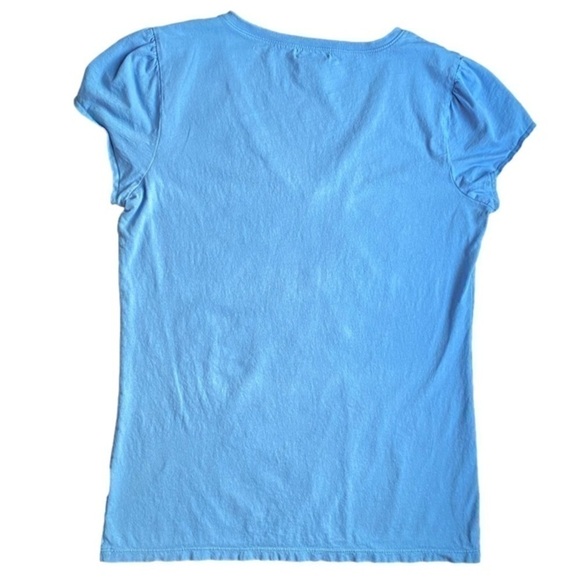 CALVIN KLEIN Tee Shirt Short Sleeve V Neck Geometric Floral Blue Women Size L - Picture 2 of 4